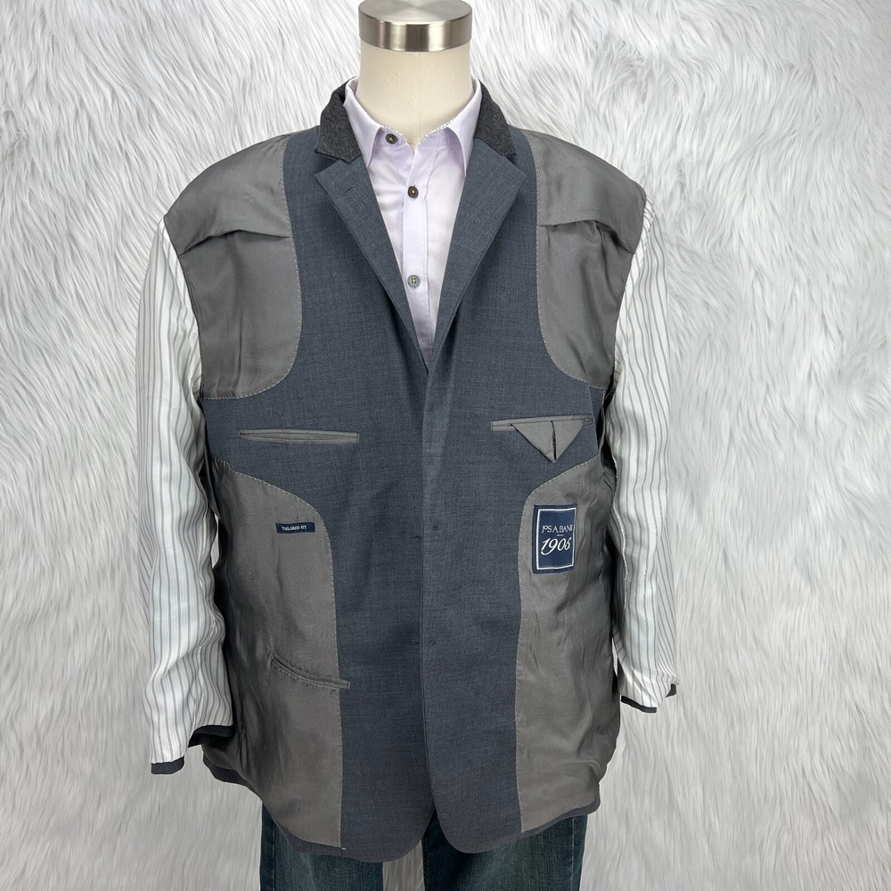 Jos A Bank 1905 Men Sz 50R Sport Coat Blazer Jacket Tailored Fit Wool Gray - Picture 6 of 16